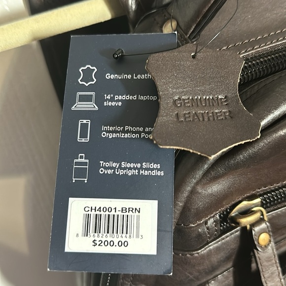 Unisex NWT Genuine Leather Commuter Backpack, Chaps by Ralph Lauren - Picture 3 of 9